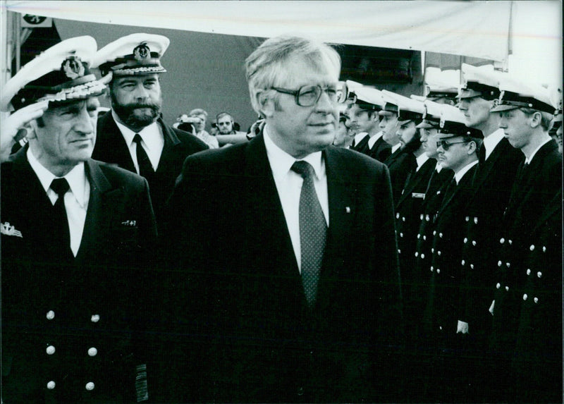 West German Politicians Attend Frigate Launching - Vintage Photograph