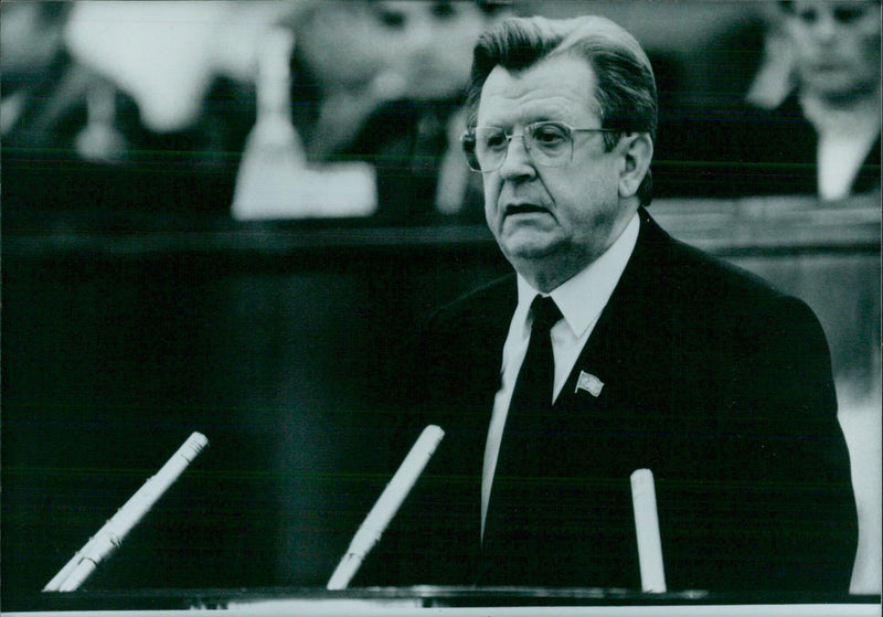 Soviet Politician Vitaly Vorotnikov at a meeting in October 1988 - Vintage Photograph