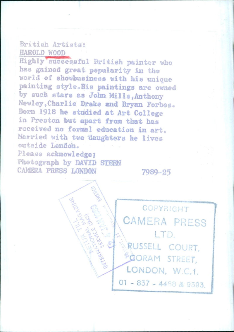 British Artist Harold Wood - Vintage Photograph