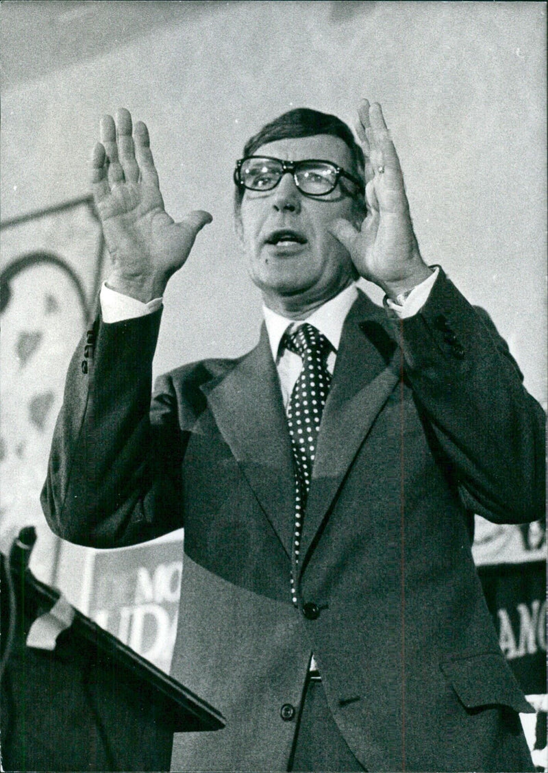 Representative Morris Udall campaigning for the 1976 Presidential race - Vintage Photograph