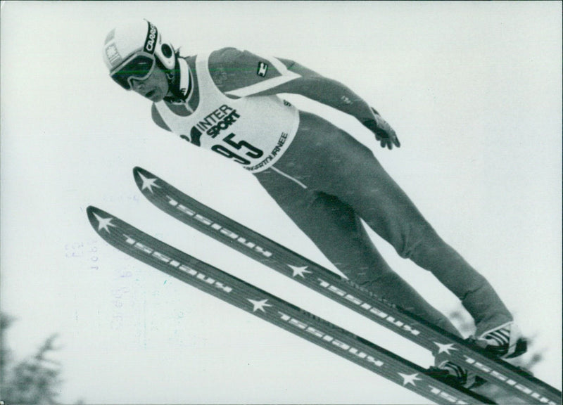 Austrian Ski Jumper Ernst Vettori in Action - Vintage Photograph