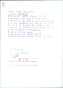 Welsh Rugby Player J.P.R. Williams - Vintage Photograph