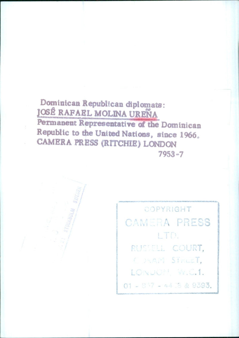 JOSÉ RAFAEL MOLINA URENA, Permanent Representative of the Dominican Republic to the United Nations - Vintage Photograph