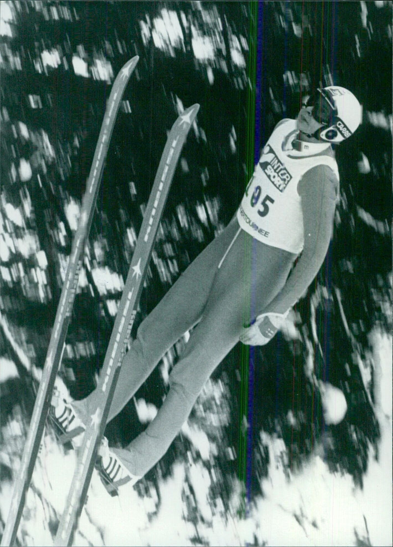 East German Ski Jumper Jens Weissflog Wins 1985 Four-Part Competition - Vintage Photograph