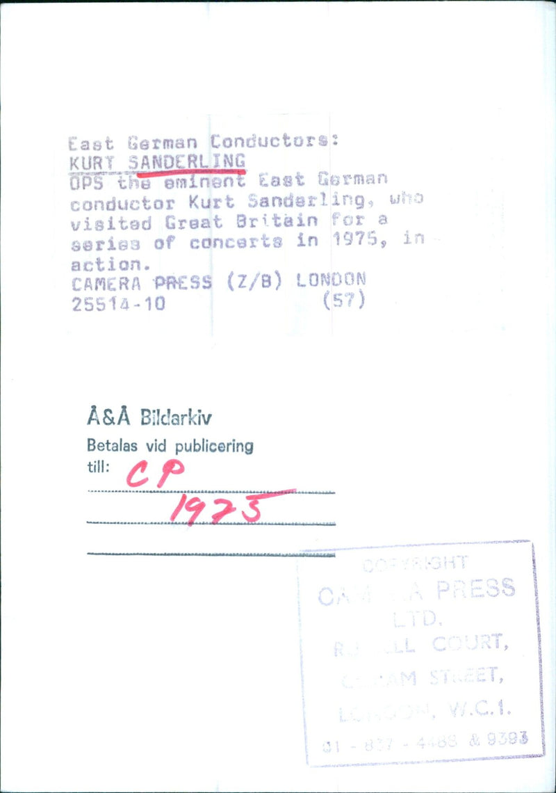 Kurt Sanderling conducting in Great Britain - Vintage Photograph