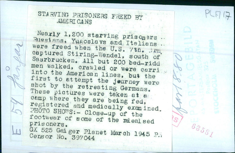 Starving prisoners freed by Americans - Vintage Photograph