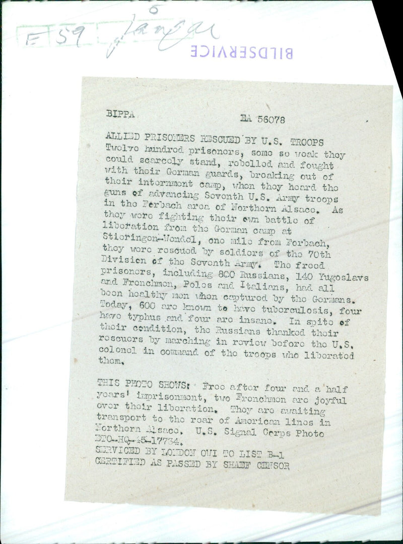 Allied prisoners rescued by U.S. troops - Vintage Photograph