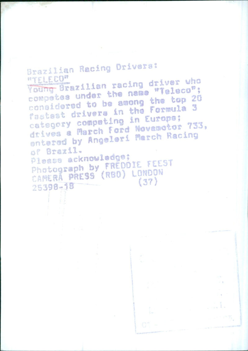 "TELECO" Young Brazilian racing driver - Vintage Photograph