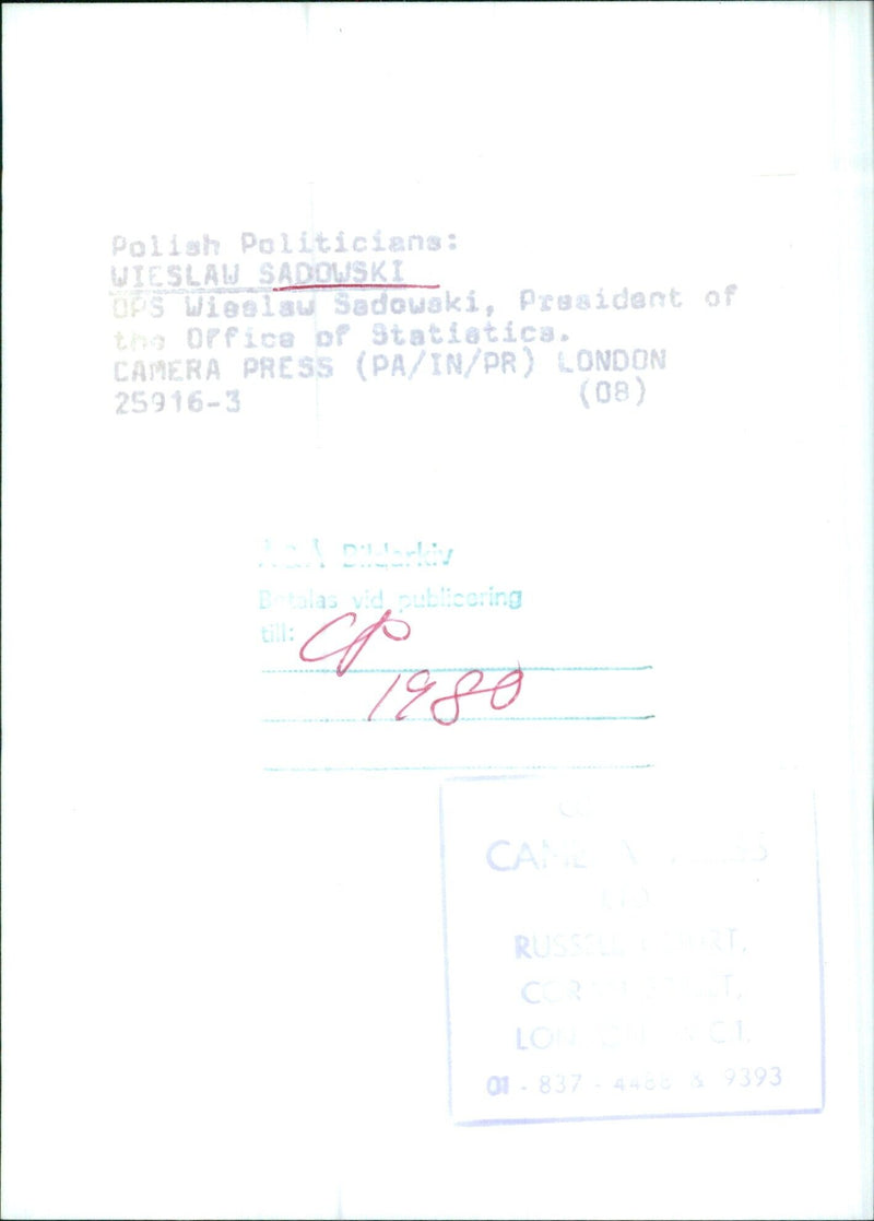 Wieslaw Sadowski, President of the Office of Statistics - Vintage Photograph