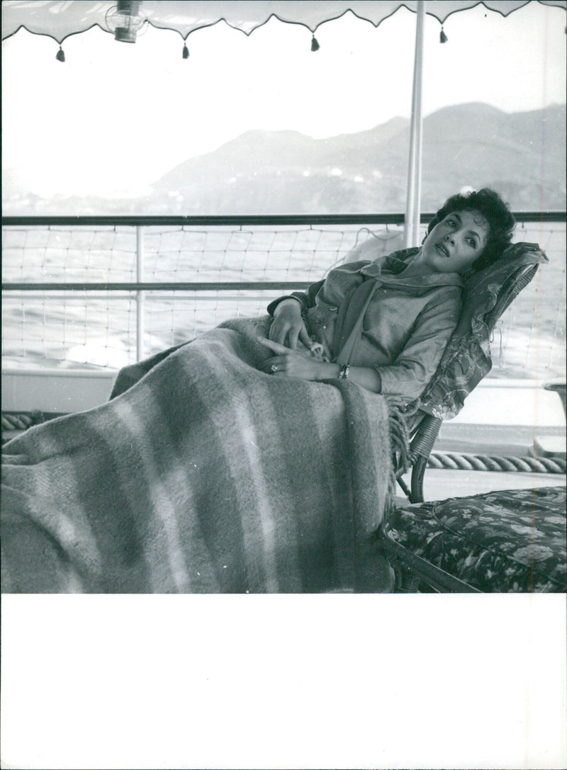 Gina Lollobrigida on board the "Sereno" - Vintage Photograph