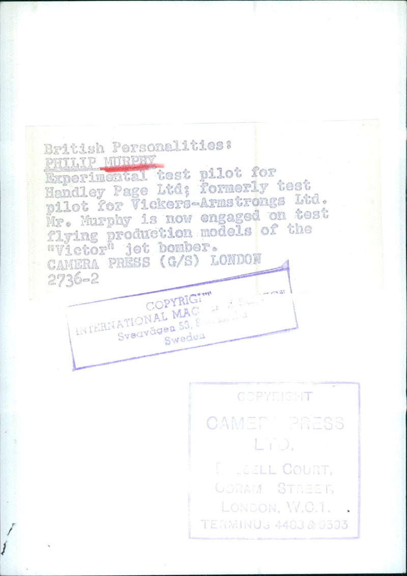 British Personalities: PHILIP MURPHY - Vintage Photograph