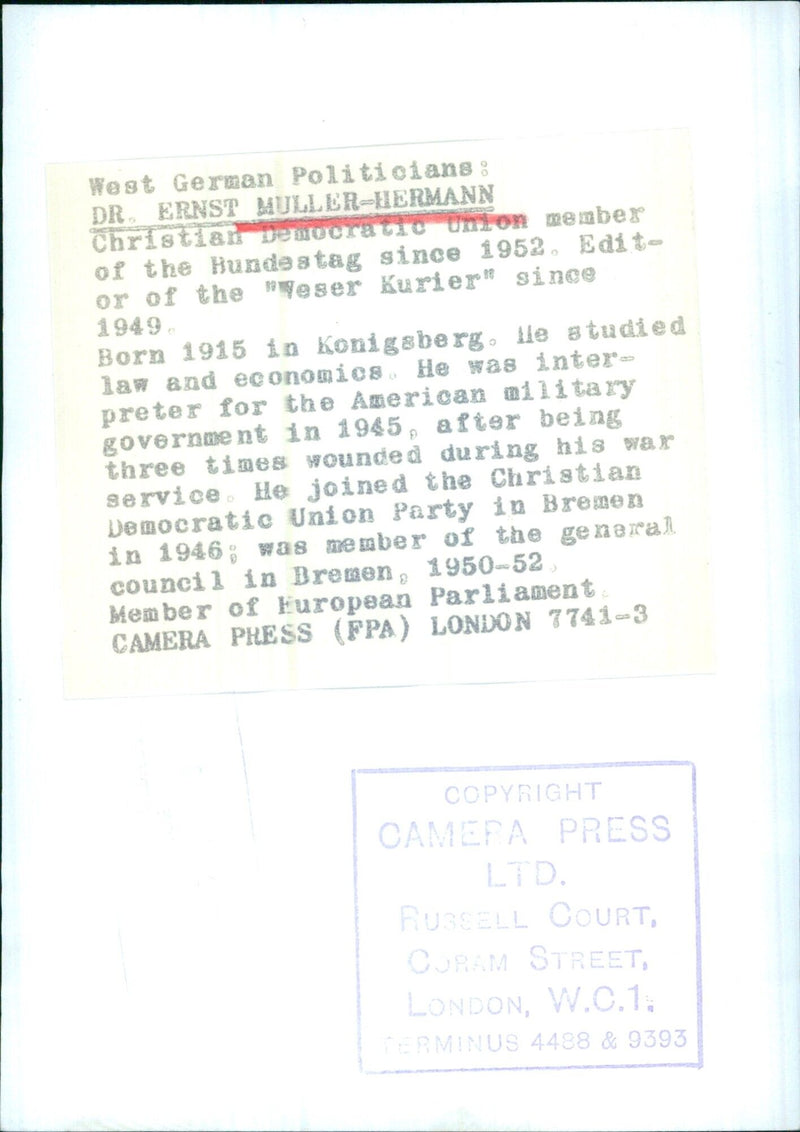 DR. ERNST MULLER-HERMANN - Vintage Photograph