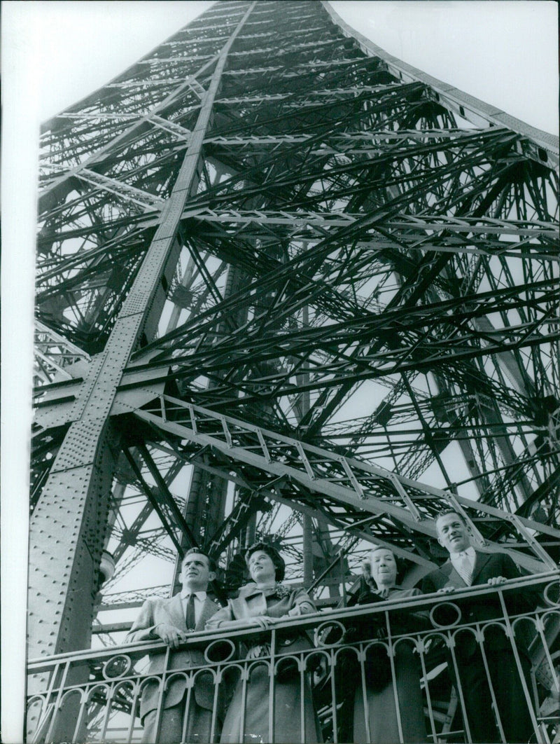 Capitaine Anderson visiting the Eiffel Tower in Paris - Vintage Photograph