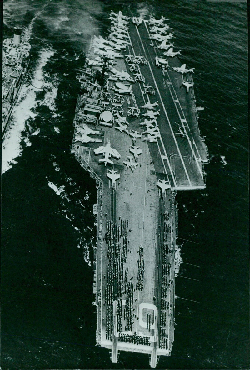 Aerial view of USS SARATOGA - Vintage Photograph