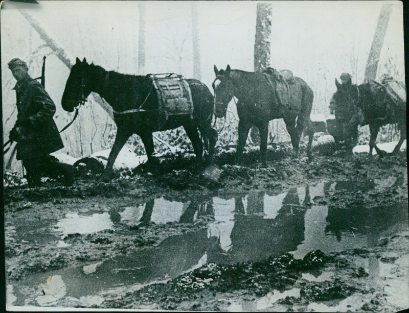 The few remaining supply routes in the mountainous region of Northwest Caucasus are barely passable for vehicles. - Vintage Photograph