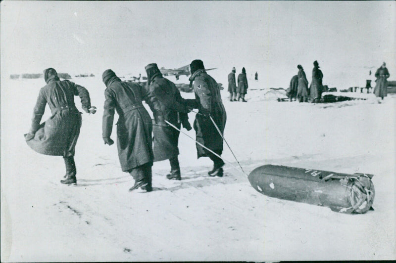 German soldiers collecting food bombs - Vintage Photograph