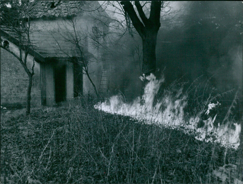 The flames still flicker around the house - Vintage Photograph