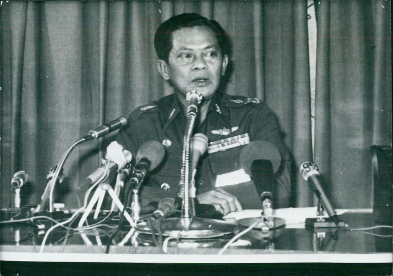 General Kriangsak Chamanand at a Press Conference - Vintage Photograph