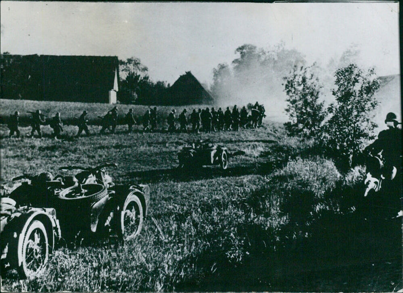 German motorcycle patrols on the Eastern Front - Vintage Photograph