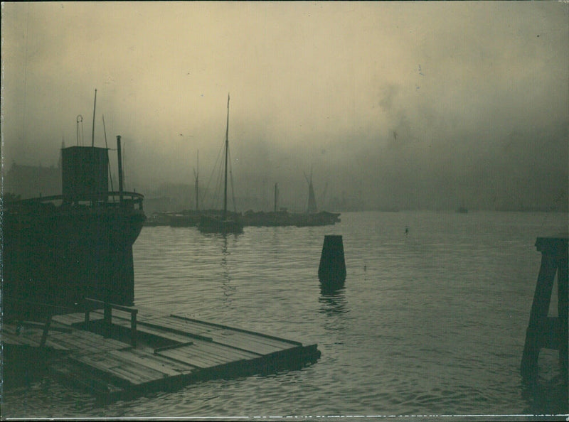 Foggy view from the proposed road to the beach in Stockholm - Vintage Photograph