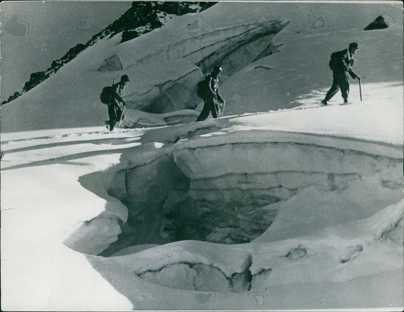 Scout troop in the combat zone of Mount Elbrus - Vintage Photograph