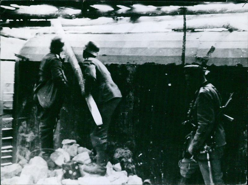 German soldiers at a Russian bunker - Vintage Photograph