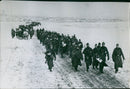 German soldiers marching through Ukraine's snowy plains - Vintage Photograph