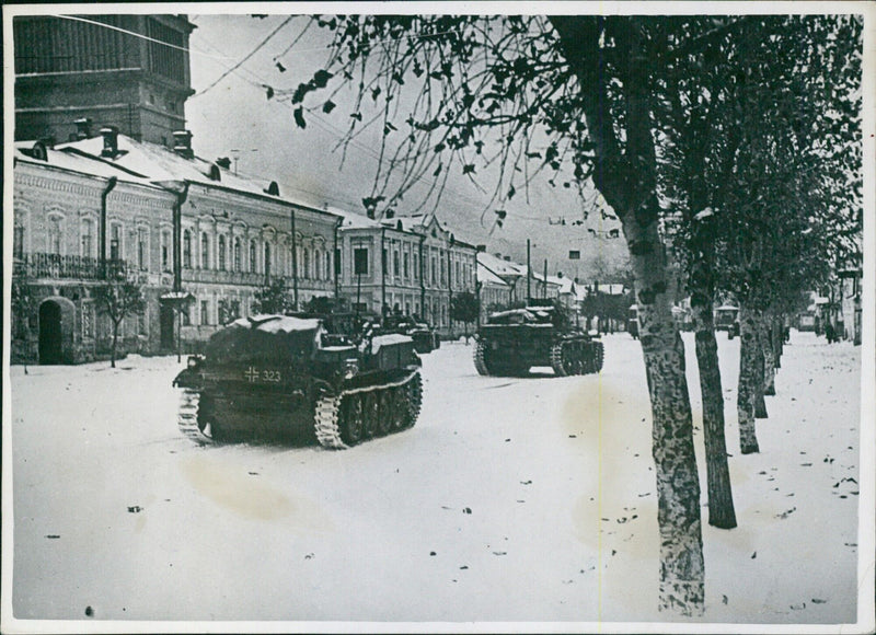 German tanks in captured cities - Vintage Photograph
