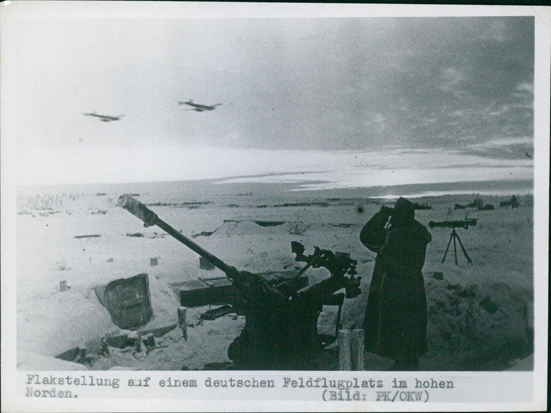 Anti-aircraft position at a German field airfield - Vintage Photograph