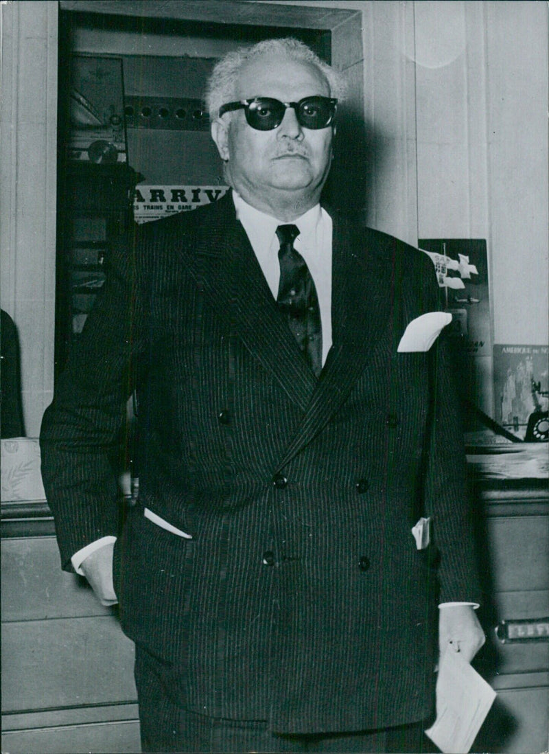 Mahmoud Abou-El-Fath, Egyptian newspaper proprietor, arrives at Amero Railway Station - Vintage Photograph