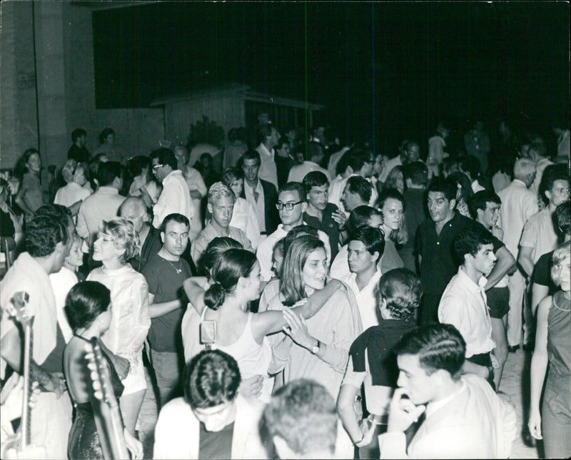 Barbara Steel dancing at the center of the party - Vintage Photograph
