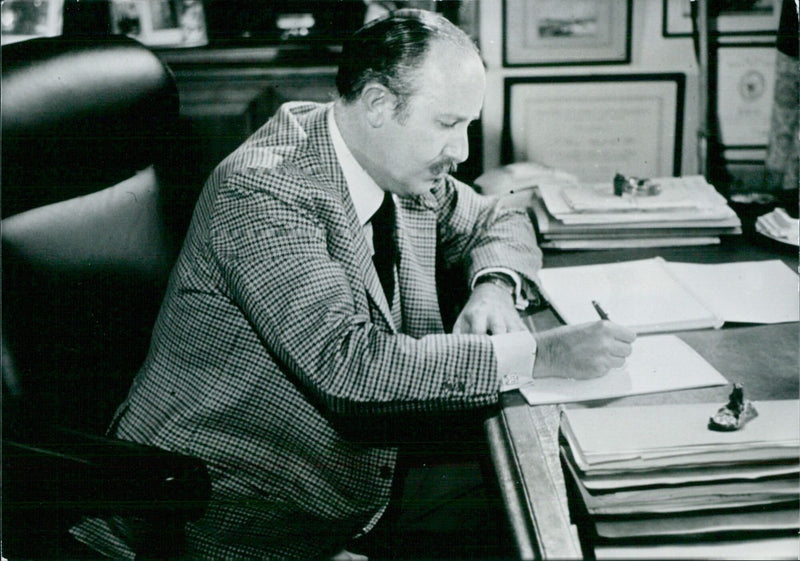 Nicolas Franco working in his Madrid office - Vintage Photograph