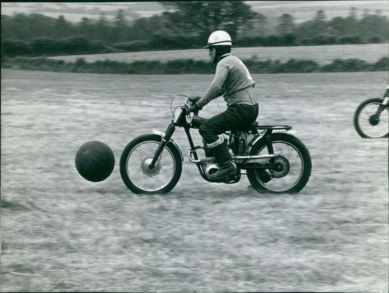 Motoballers playing soccer on wheels - Vintage Photograph