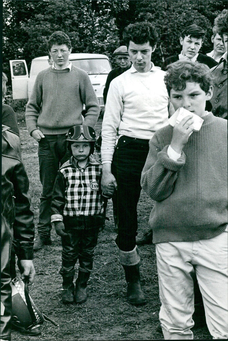 Keir Doe and his father at the pre-race briefing - Vintage Photograph