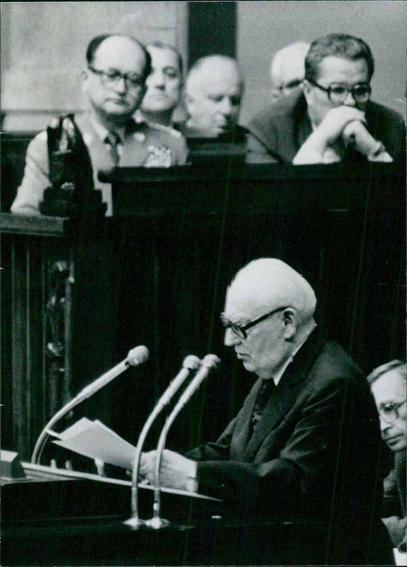 Chairman of the Council of the State announces lifting of martial law in Poland - Vintage Photograph