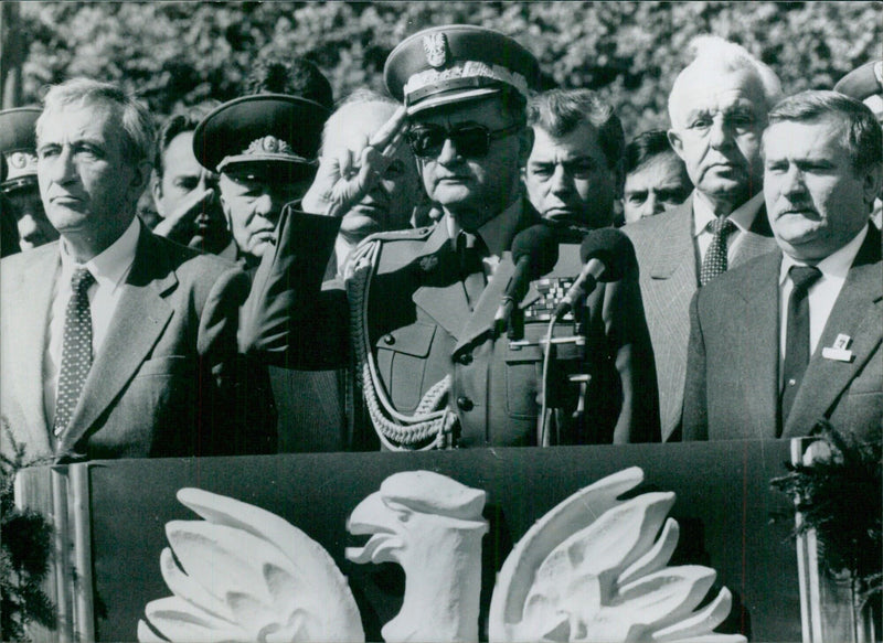 Polish politicians Tadeusz Mazowiecki, Wojciech Jaruzelski & Lech Walesa in Danzig - Vintage Photograph