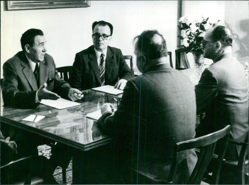 Andrei Gromyko meeting Polish leaders in Warsaw - Vintage Photograph