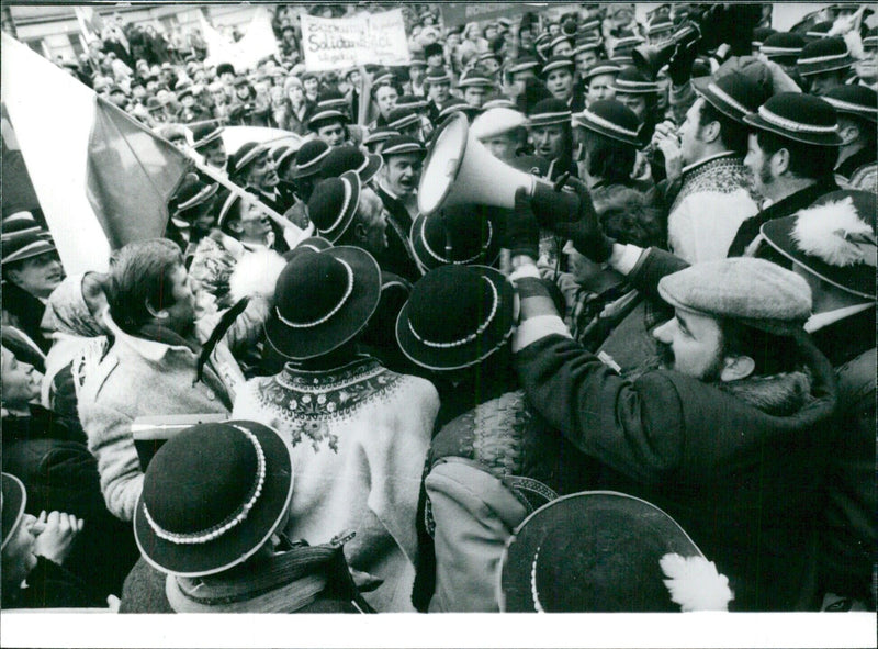 Polish Farmers Demo in Warsaw - Vintage Photograph