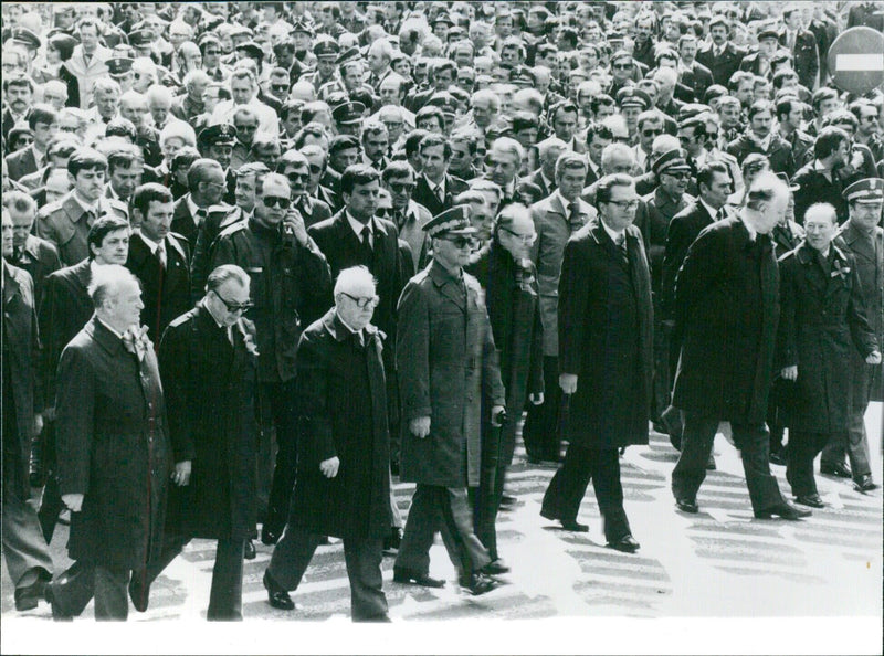 General Wojciech Jaruzelski leads May Day parade in Warsaw - Vintage Photograph