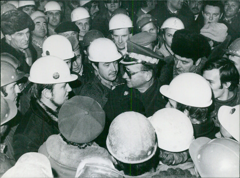 General Jaruzelski Visits the Miners - Vintage Photograph