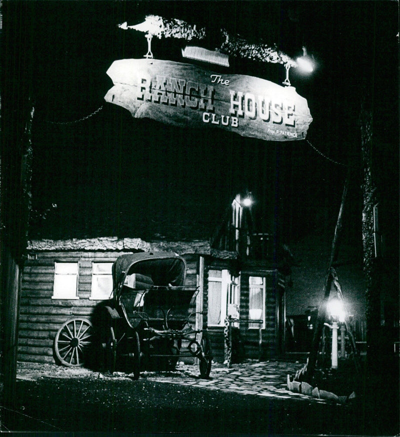 Night shot of the Ranch House Club - Vintage Photograph