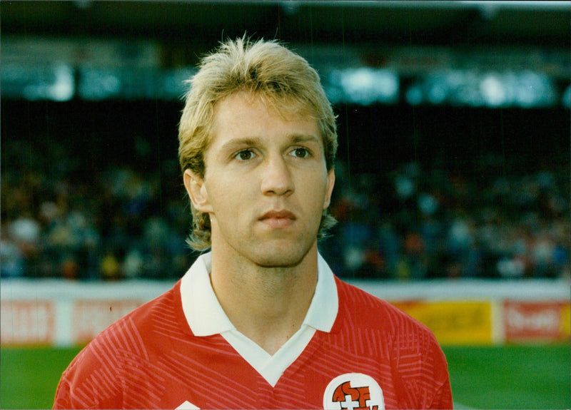 Adrian Knup football Switzerland before the World Cup in the USA - Vintage Photograph