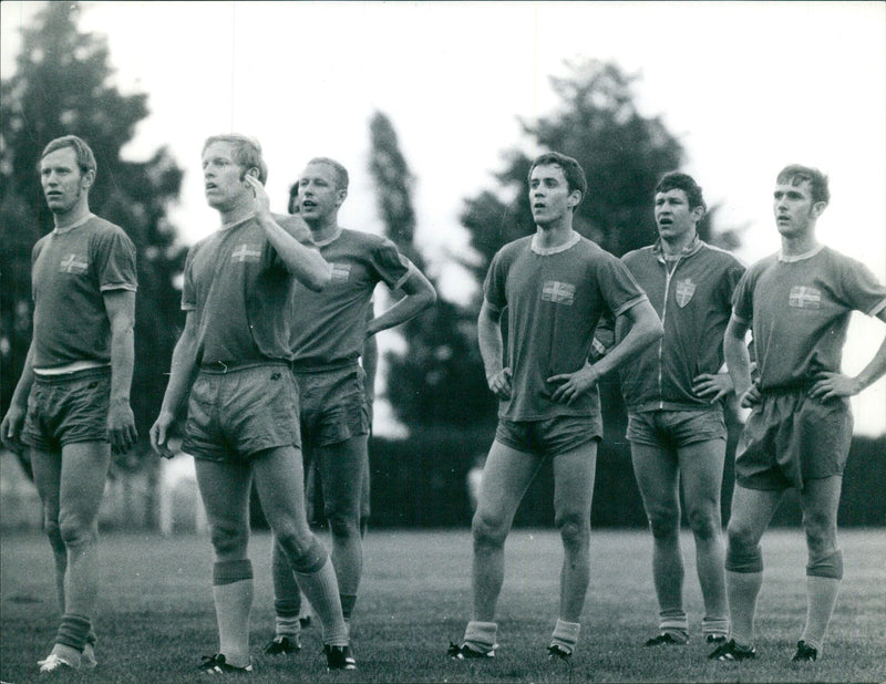 Swedish football team members in preparatory training - Vintage Photograph