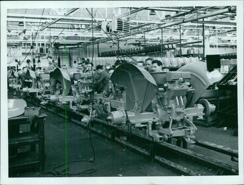 Assembly line at Tractors and Transmissions Branch - Vintage Photograph