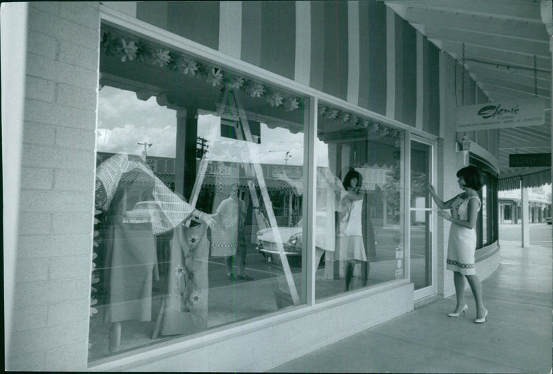 Sherri Finkbine outside her elegant boutique in Scottsdale. - Vintage Photograph