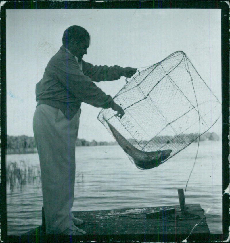 Bjorling fishing at Siaro - Vintage Photograph