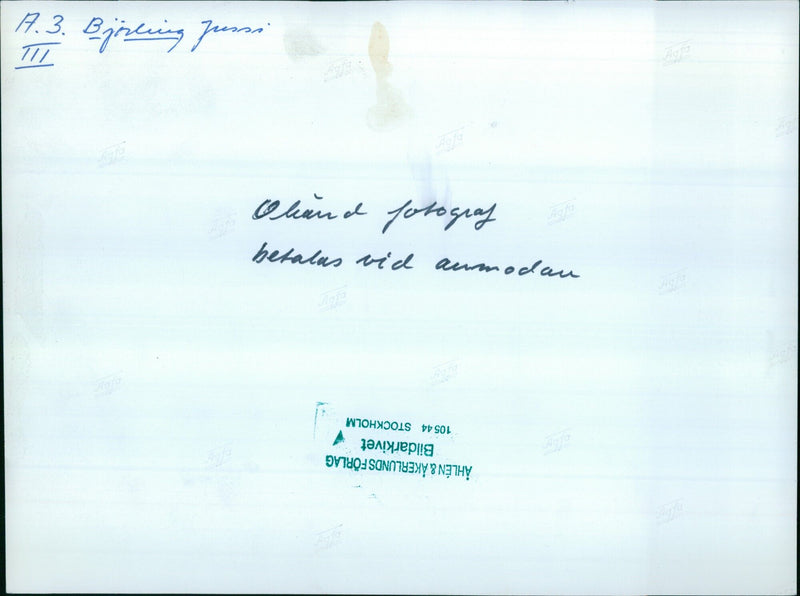 Jussi Björling, payment upon delivery - Vintage Photograph