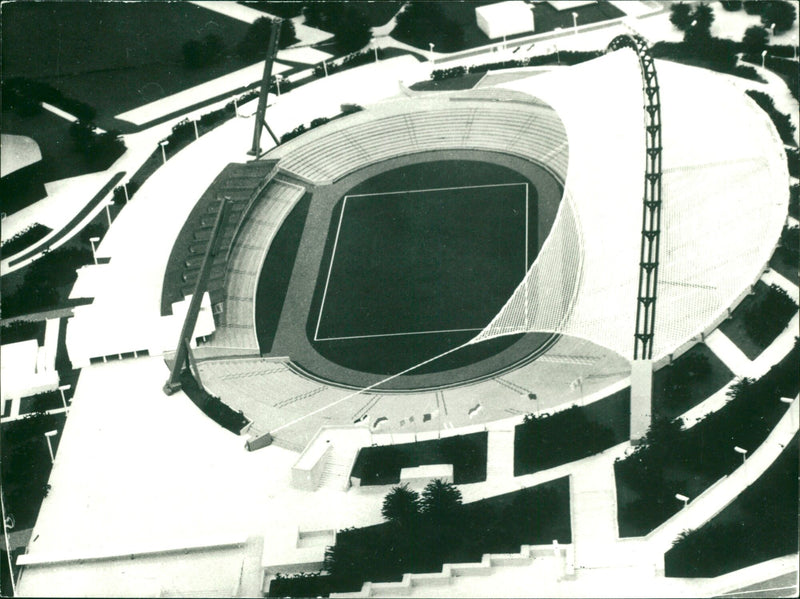 Model of Lower Saxony Stadium in Hanover for 1974 World Cup - Vintage Photograph