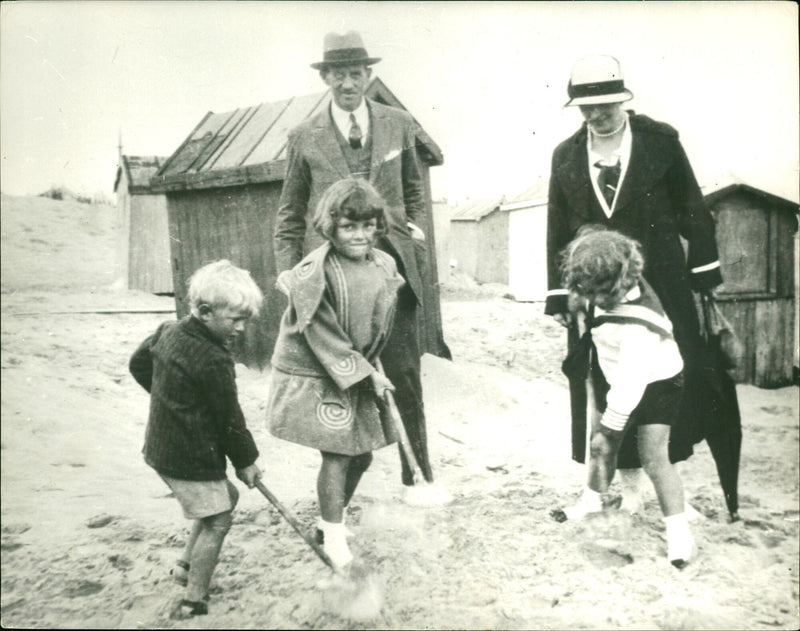 Prince Philip, his father, and Jean Foufouni on holiday in Calais - Vintage Photograph