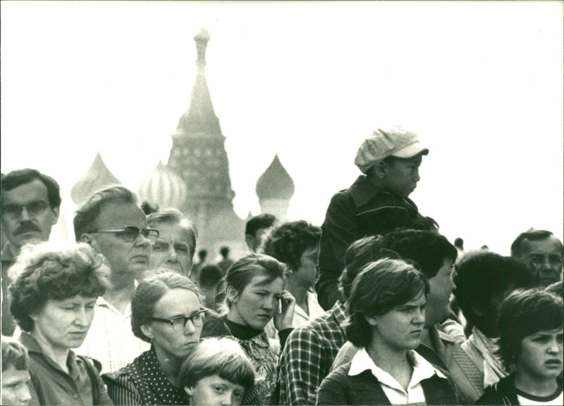 Group of people in Red Square, Moscow - Vintage Photograph